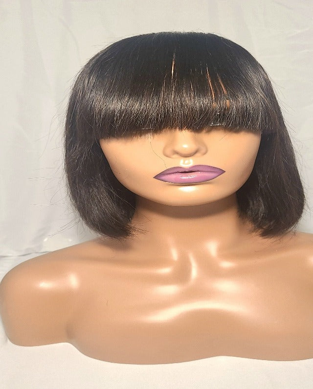 Natural Bang Wig Straight Human Hair 10''