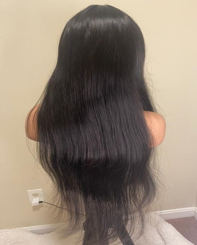 Black with bang human hair 28''